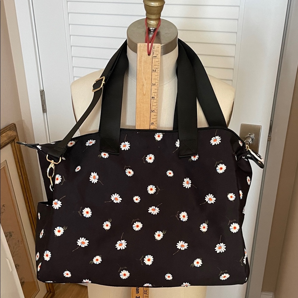 Daisy Print Black duffel or baby bag